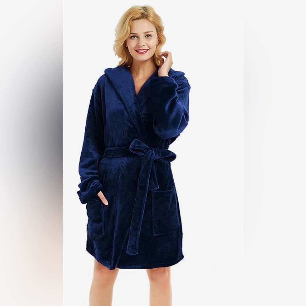 Fluffy Navy Robe